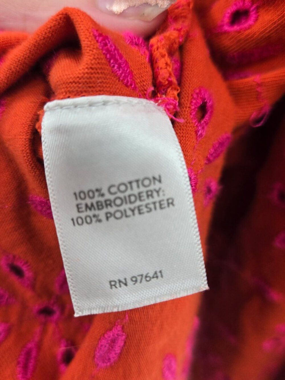 J. Jill Orange Pink Embroidered Eyelet Balloon Sleeve Tunic Blouse Top Small - Picture 7 of 13